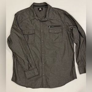 Rock & Republic Shirt Mens XXL Black Long Sleeve Button Down Adult Casual